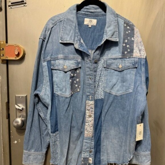 Retro Laura Ashley patchwork distressed denim shirt - RARE - Picture 6 of 16